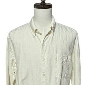 Peter Millar Dress Shirt Mens XL Beige Cream Linen Silk Button Down Long Sleeve